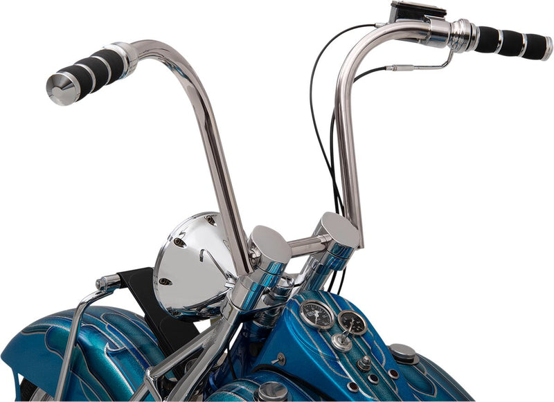 3-Ring Air Cushioned Grips Black / Chrome For Harley Davidson FLD 1690 2012-13 - 12.7 CM