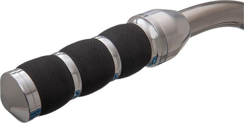 3-Ring Air Cushioned Grips Black / Chrome For Harley Davidson FLD 1690 2012-13 - 12.7 CM