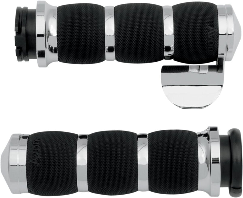 3-Ring Air Cushioned Grips Black / Chrome For Harley Davidson FLD 1690 2012-2013 - 12.7 CM