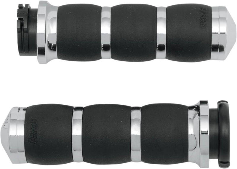 3-Ring Velvet Air Grips Black / Chrome For Harley Davidson FLD 1690 2012-2013 - 11.7 CM