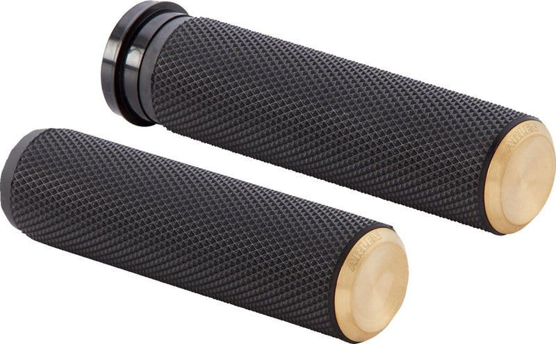 Knurled Grips Black / Brass For Harley Davidson FLDE 1750 ABS - 25.4 MM