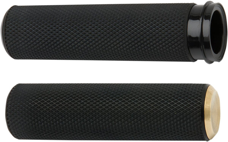 Knurled Grips Black / Brass For Harley Davidson FLDE 1750 ABS - 25.4 MM