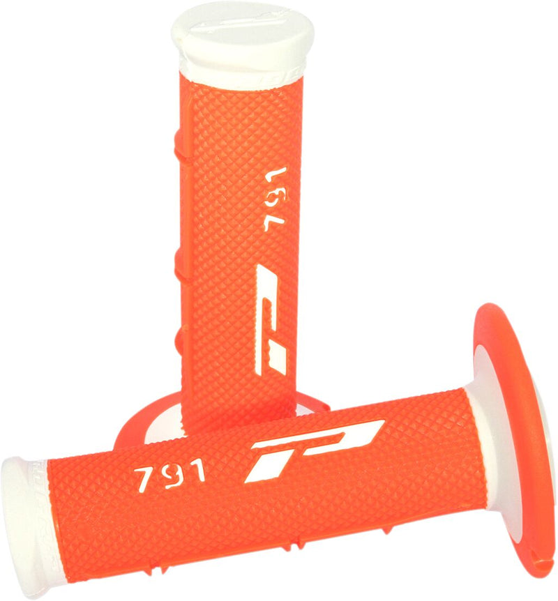 Double Density Offroad 791 Closed End Grips White / Fluo Orange