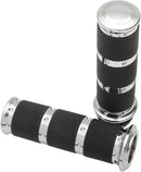 Contour XLS Renthal Wrapped Grips Black / Chrome For Harley Davidson FLDE 1750 ABS 2018-2020 - 25.4 MM