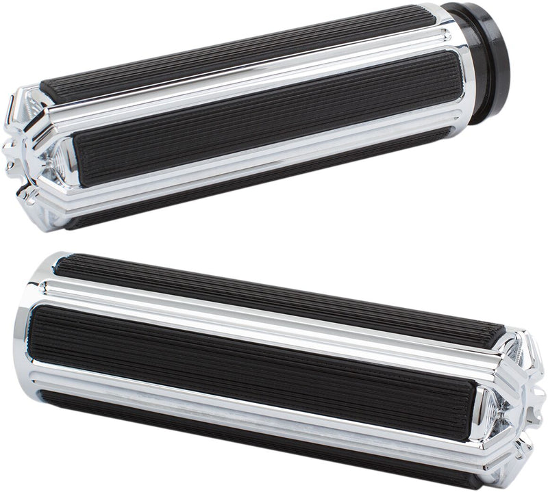 10-Gauge Comfort Grips Black / Chrome For Harley Davidson FLDE 1750 ABS - 25.4 MM