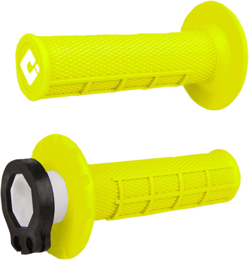 V2 Waffle Lock-On Grips Flat / Fluorescent Yellow For Beta RR 125 2018-2022 - 22 MM