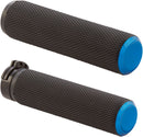 Knurled Grips Black / Blue For Harley Davidson FL 1200 - 25.4 MM