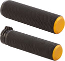 Knurled Grips Black / Gold For Harley Davidson FL 1200 - 25.4 MM