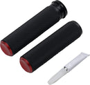 Knurled Grips Black / Red For Harley Davidson FLD 1690 - 25.4 MM