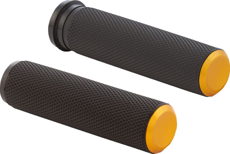 Knurled Grips Black / Gold For Harley Davidson FLD 1690 - 25.4 MM