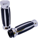 Custom Straight Rubber Grips Black / Chrome For Harley Davidson FLDE 1750 ABS 2018-2020 - 25.4 MM