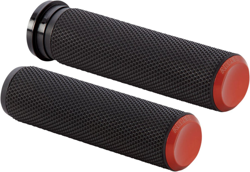 Knurled Grips Black / Orange For Harley Davidson FL 1200 - 25.4 MM