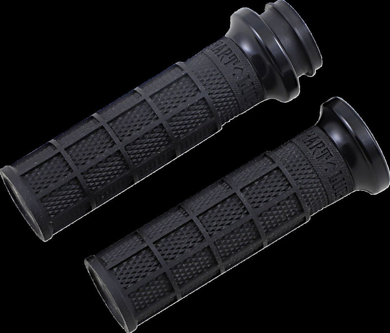Hart-Luck Signature V-Twin Lock-On Grips Anodized / Black For Harley Davidson FLD 1690 2012-2013 - 25.4 MM