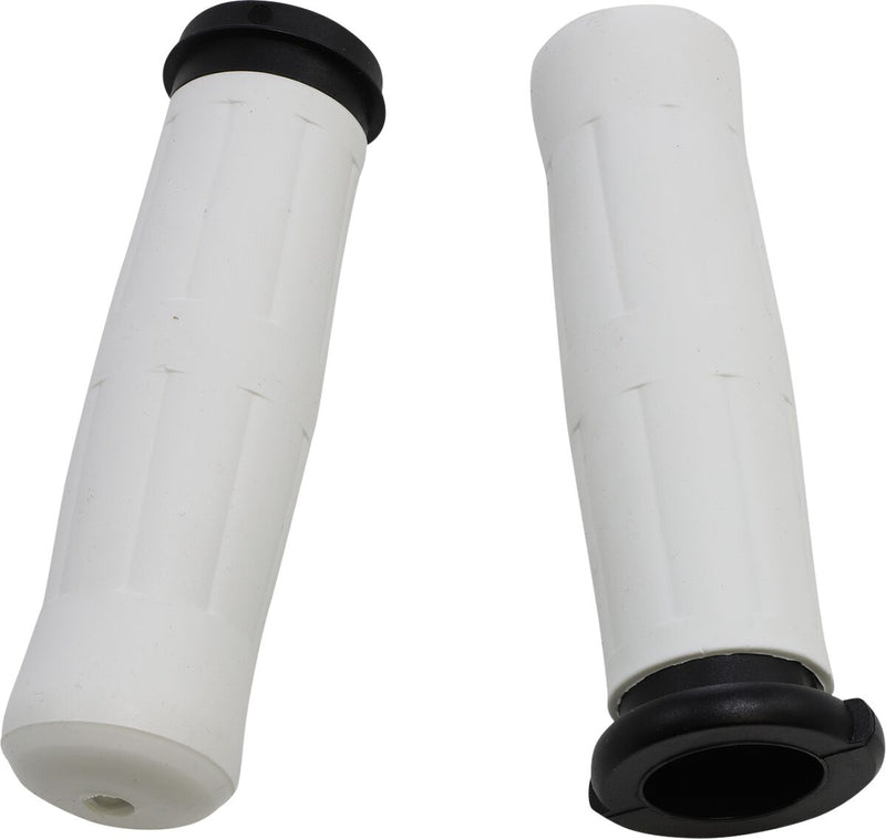 Old School Rubber Grips Flat / White For Harley Davidson FLDE 1750 ABS 2018-2020 - 12.7 CM
