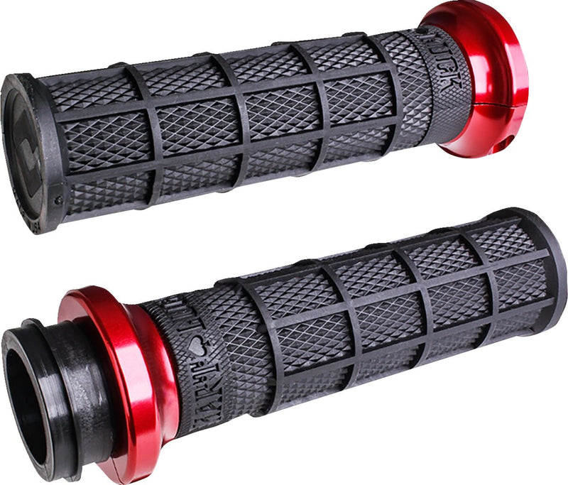 Hart-Luck Signature V-Twin Lock-On Grips Anodized / Black / Red For Harley Davidson FLD 1690 2012-2013 - 25.4 MM