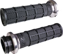 Hart-Luck Signature V-Twin Lock-On Grips Anodized / Black / Silver For Harley Davidson FLD 1690 2012-2013 - 25.4 MM