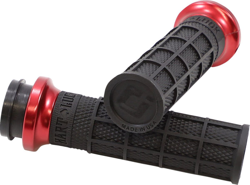 Hart-Luck Signature V-Twin Lock-On Grips Anodized / Black / Red For Harley Davidson FLDE 1750 ABS 2018-2020 - 25.4 MM