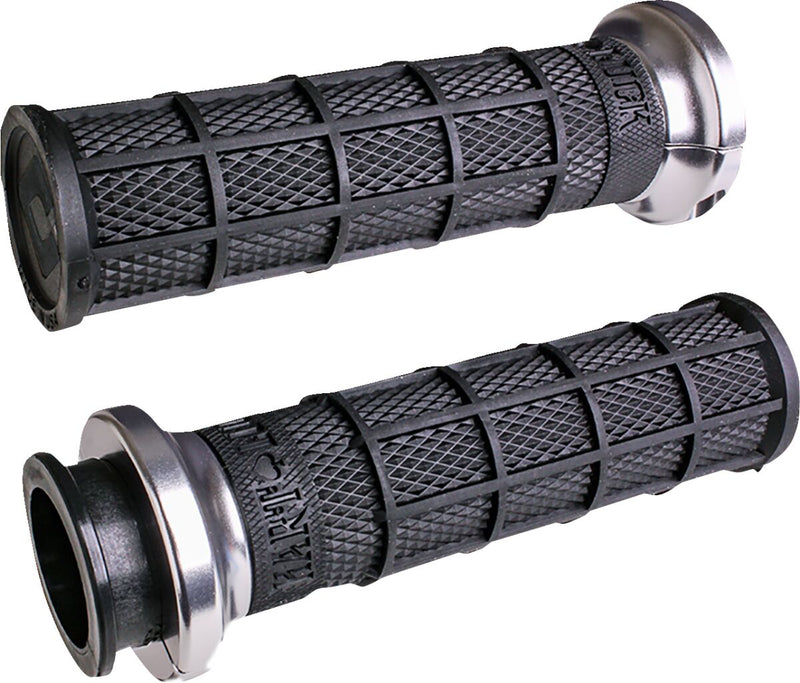 Hart-Luck Signature V-Twin Lock-On Grips for Indian Black / Silver For Indian CHALLENGER 108 ABS 2020-2022 - 25.4 MM