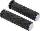 Diamond Grips Black / Chrome For Harley Davidson FLDE 1750 ABS - 25.4 MM