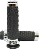 Diamond Contour Grips Black / Chrome For Harley Davidson FLDE 1750 ABS 2018-2019 - 25.4 MM