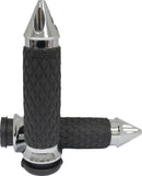 Diamond Contour Grips Black / Chrome For Harley Davidson FLDE 1750 ABS 2018-20 - 25.4 MM