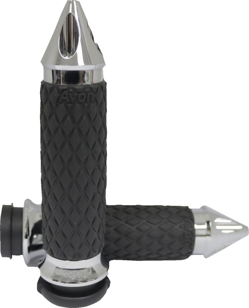 Diamond Contour Grips Black / Chrome For Harley Davidson FLDE 1750 ABS 2018-20 - 25.4 MM