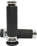 Diamond Contour Grips Black / Chrome For Harley Davidson FLDE 1750 ABS 2018-2020 - 25.4 MM