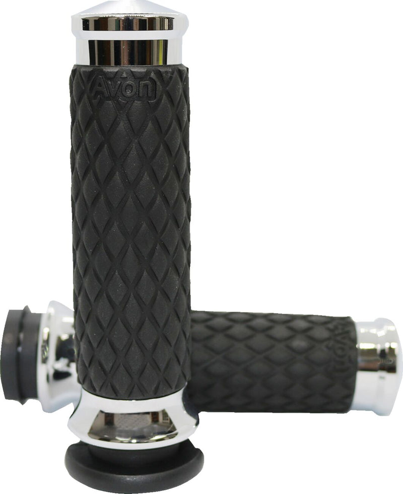 Diamond Contour Grips Black / Chrome For Harley Davidson FLDE 1750 ABS 2018-2020 - 25.4 MM