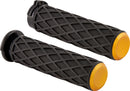 Diamond Grips Black / Gold For Harley Davidson FLD 1690 - 25.4 MM