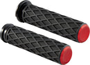 Diamond Grips Black / Red For Harley Davidson FLDE 1750 ABS - 25.4 MM