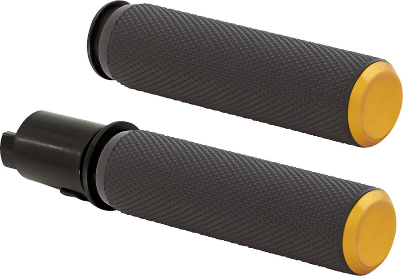 Knurled Grips Black / Gold For Harley Davidson FLHCS 1923 ABS - 25.4 MM