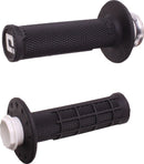 Micro-X Half-Waffle v2 Lock-On Grips Black / Flat / Silver For Cobra Moto CX 50 FWE 2016-2020 - 22 MM