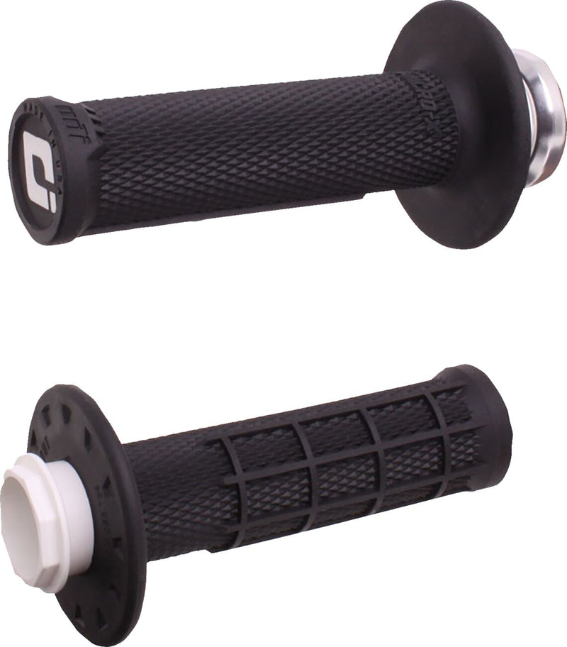 Micro-X Half-Waffle v2 Lock-On Grips Black / Flat / Silver For Cobra Moto CX 50 FWE 2016-2020 - 22 MM