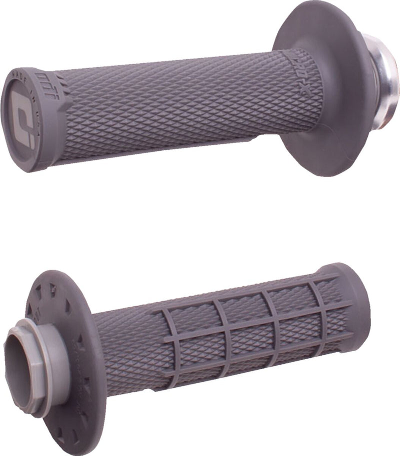 Micro-X Half-Waffle v2 Lock-On Grips Flat / Graphite / Silver For Cobra Moto CX 50 FWE 2016-2020 - 22 MM