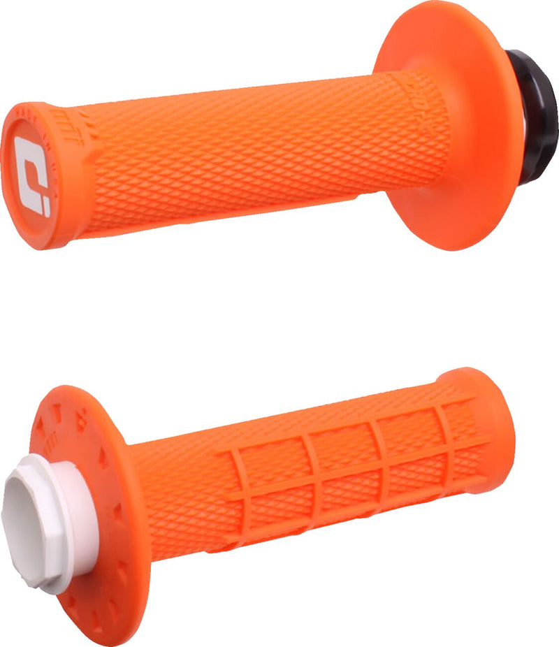Micro-X Half-Waffle v2 Lock-On Grips Black / Flat / Orange For Cobra Moto CX 50 FWE 2016-2020 - 22 MM