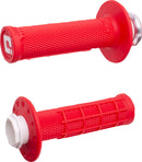 Micro-X Half-Waffle v2 Lock-On Grips Flat / Red / White For Cobra Moto CX 50 FWE 2016-2020 - 22 MM
