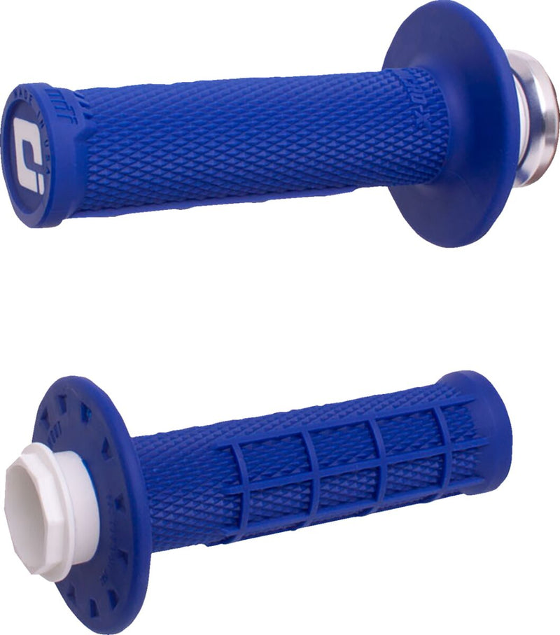 Micro-X Half-Waffle v2 Lock-On Grips Black / Blue / Flat For Cobra Moto CX 50 FWE 2016-2020 - 22 MM