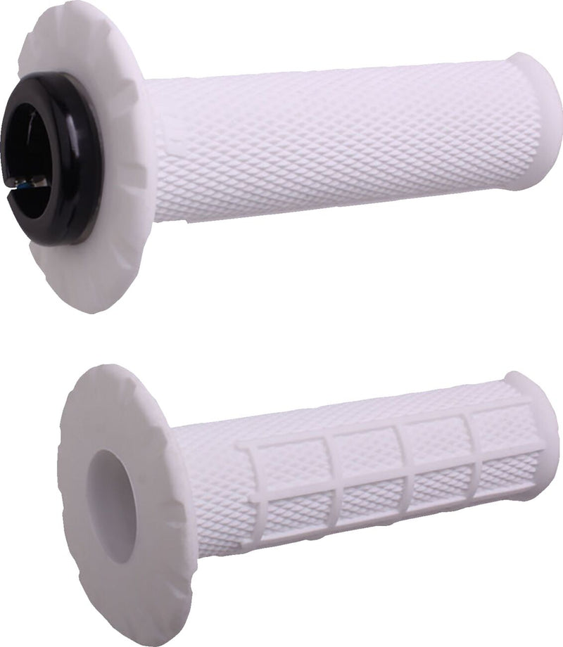 Universal Lock-On Half Waffle Grips Black / Flat / White - 12.5 CM