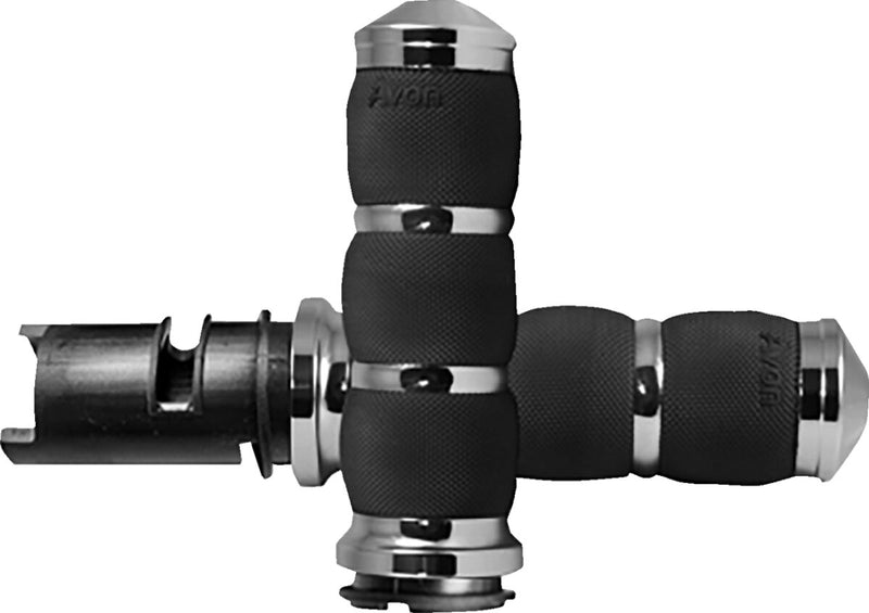 3-Ring Air Cushioned Grips Black / Chrome For Harley Davidson FLFBS 1923 ABS 2025-2026 - 25.4 MM