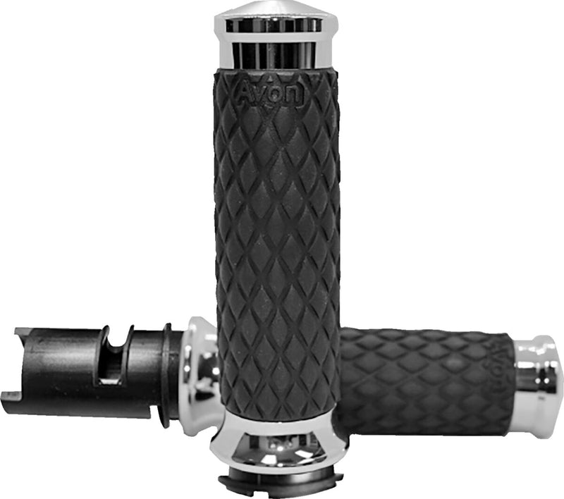 Diamond Contour Grips Black / Chrome For Harley Davidson FLFBS 1923 ABS 2025-2026 - 25.4 MM