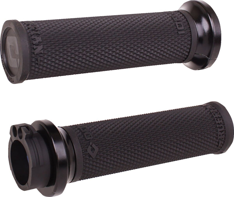 Ruffian Lock-On Street Grips Black / Flat / Polished For Harley Davidson FLD 1690 2012-2013 - 25.4 MM