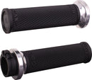Ruffian Lock-On Street Grips Black / Flat / Polished / Silver For Harley Davidson FLD 1690 2012-2013 - 25.4 MM