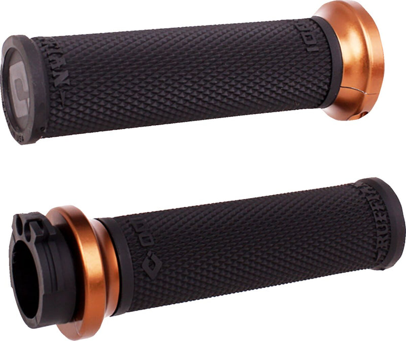 Ruffian Lock-On Street Grips Black / Bronze / Flat / Polished For Harley Davidson FLD 1690 2012-2013 - 25.4 MM
