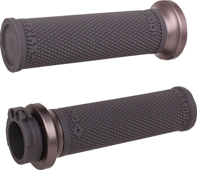 Ruffian Lock-On Street Grips Flat / Graphite / Grey / Polished For Harley Davidson FLD 1690 2012-2013 - 25.4 MM