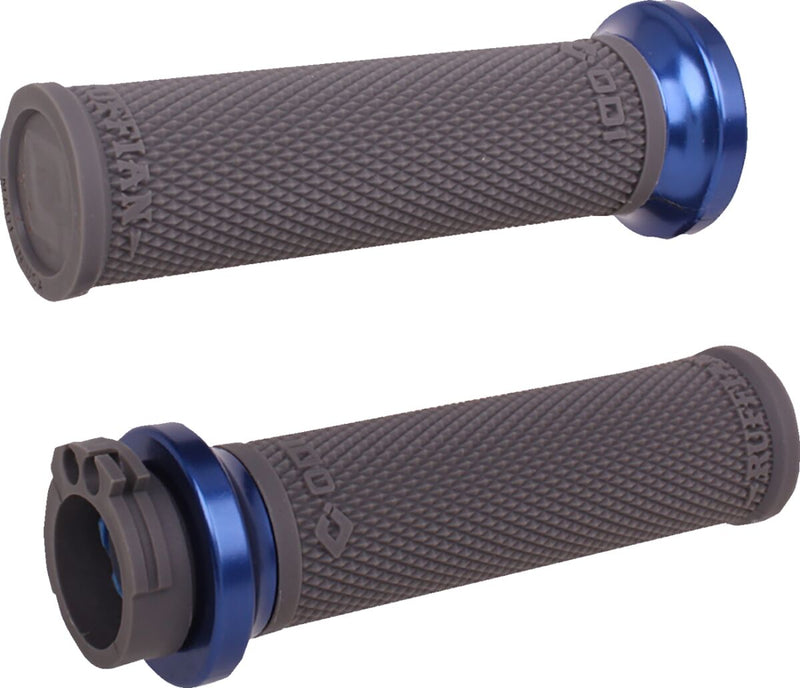 Ruffian Lock-On Street Grips Anodized / Blue / Flat / Grey / Polished For Harley Davidson FLD 1690 2012-2013 - 25.4 MM