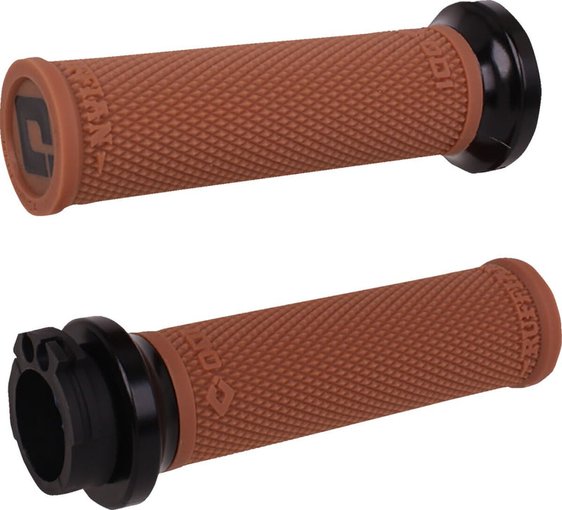 Ruffian Lock-On Street Grips Black / Flat / Gum Rubber / Polished For Harley Davidson FLD 1690 2012-2013 - 25.4 MM