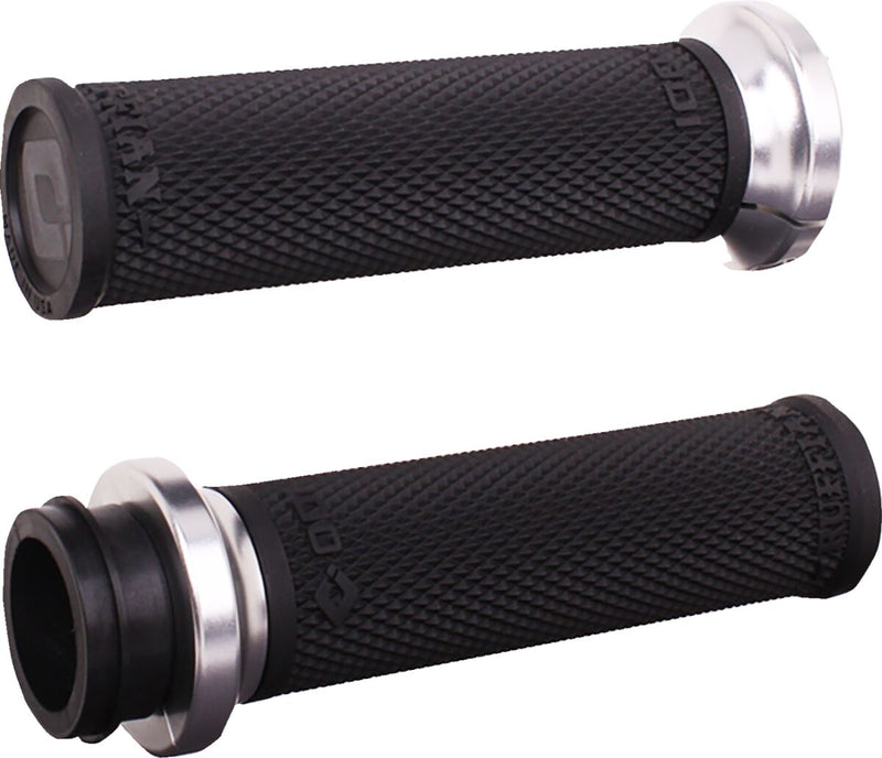 Ruffian Lock-On Street Grips Black / Flat / Polished / Silver For Harley Davidson FLDE 1750 ABS 2018-2020 - 25.4 MM