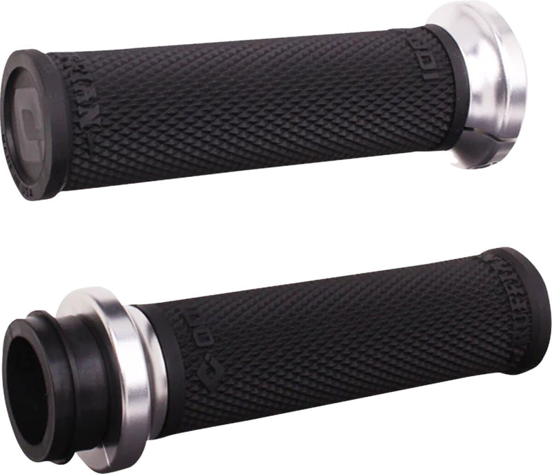 Ruffian Lock-On Street Grips Black / Flat / Polished / Silver For Indian CHALLENGER 108 ABS 2020-2023 - 25.4 MM