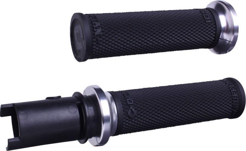 Ruffian Lock-On Street Grips Black / Flat / Polished / Silver For Harley Davidson FLHXSE 1977 ABS 2023 - 25.4 MM