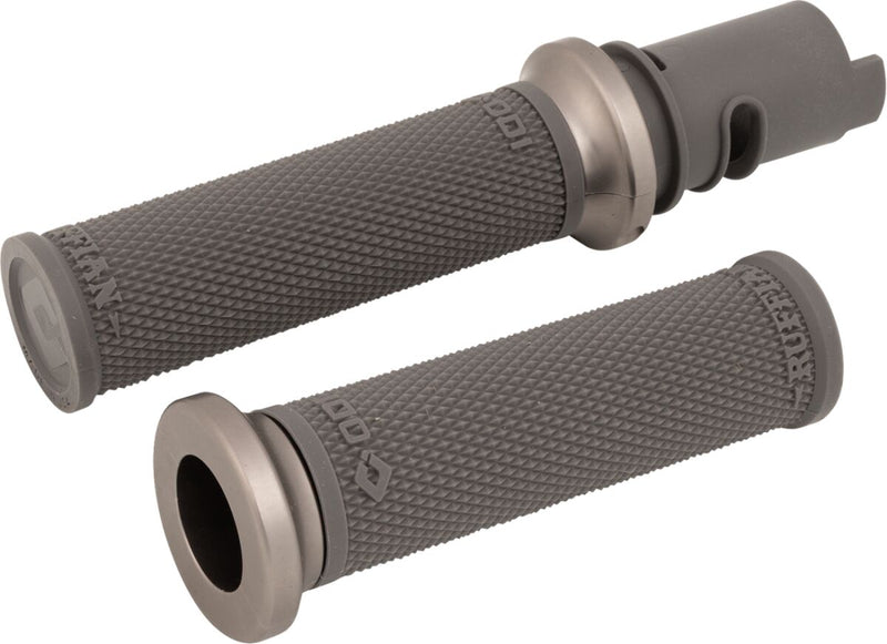 Ruffian Lock-On Street Grips Flat / Graphite / Grey / Polished For Harley Davidson FLHXSE 1977 ABS 2023 - 25.4 MM